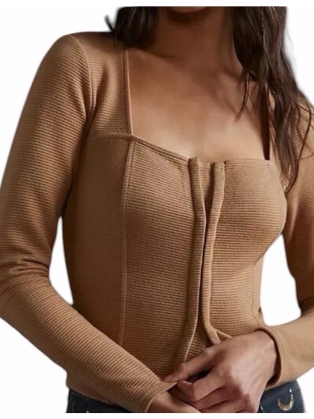 BB Dakota by Steve Madden Camel/Tan Ribbed Crop Top